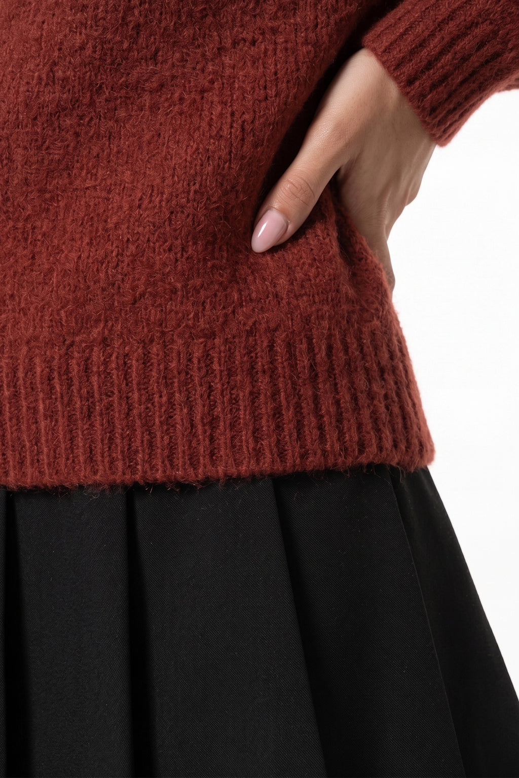 Women's Winter Warm Crew Neck Jumper with Layered Collar