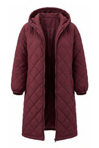Women's Winter Warm Long Diamond Quilted Hooded Puffer Coat