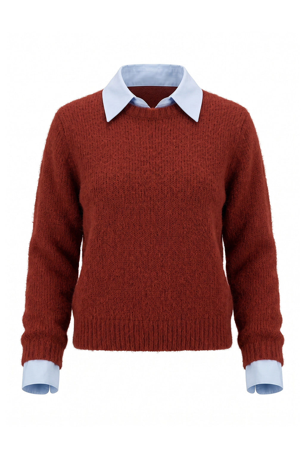 Women's Winter Warm Crew Neck Jumper with Layered Collar