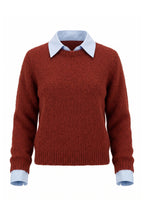 Women's Winter Warm Crew Neck Jumper with Layered Collar
