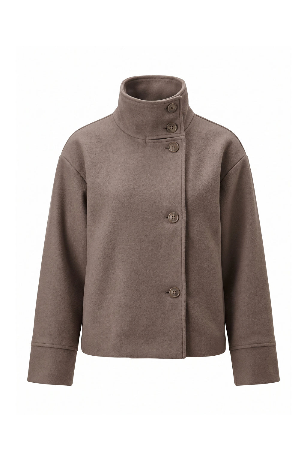 Women’s Winter Warm Short Wool Coat with Button Up High Collar