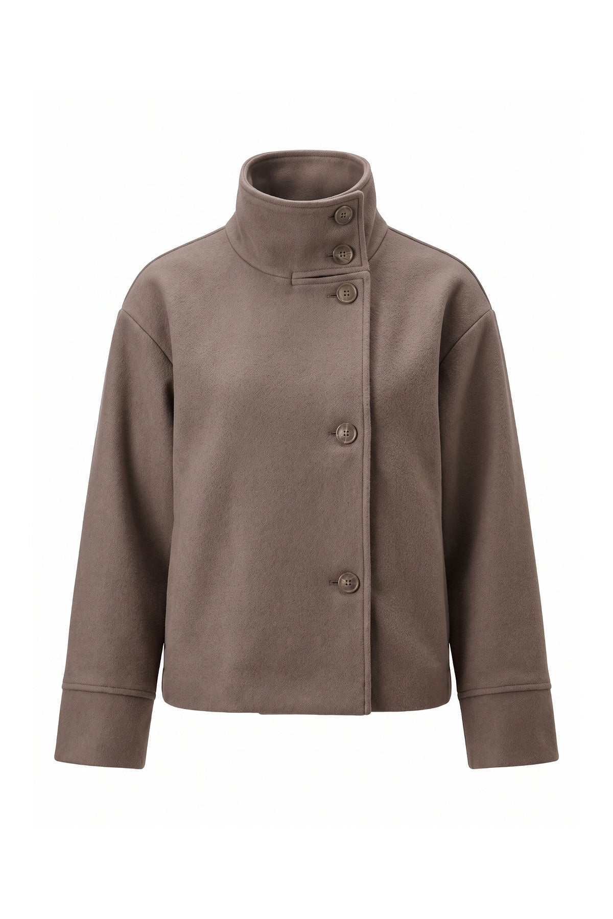 Women’s Winter Warm Short Wool Coat with Button Up High Collar