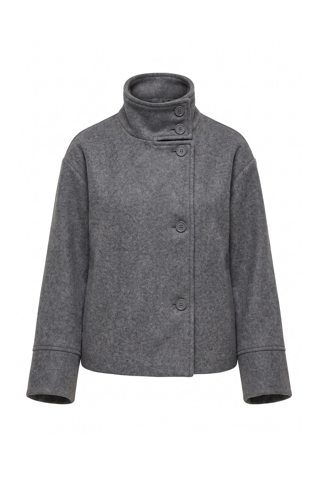 Women’s Winter Warm Short Wool Coat with Button Up High Collar