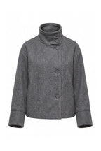 Women’s Winter Warm Short Wool Coat with Button Up High Collar
