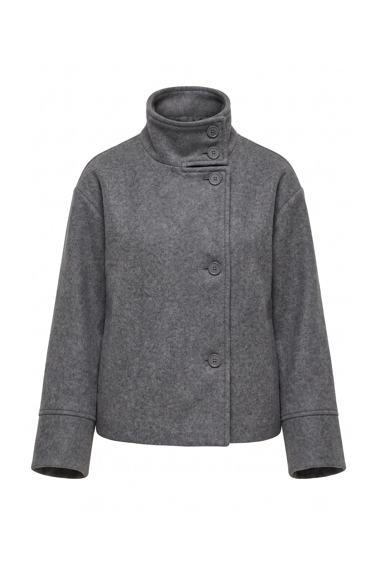 Women’s Winter Warm Short Wool Coat with Button Up High Collar