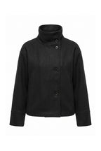 Women’s Winter Warm Short Wool Coat with Button Up High Collar