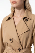 Women's Winter Lightweight Belted Cropped Trench Coat