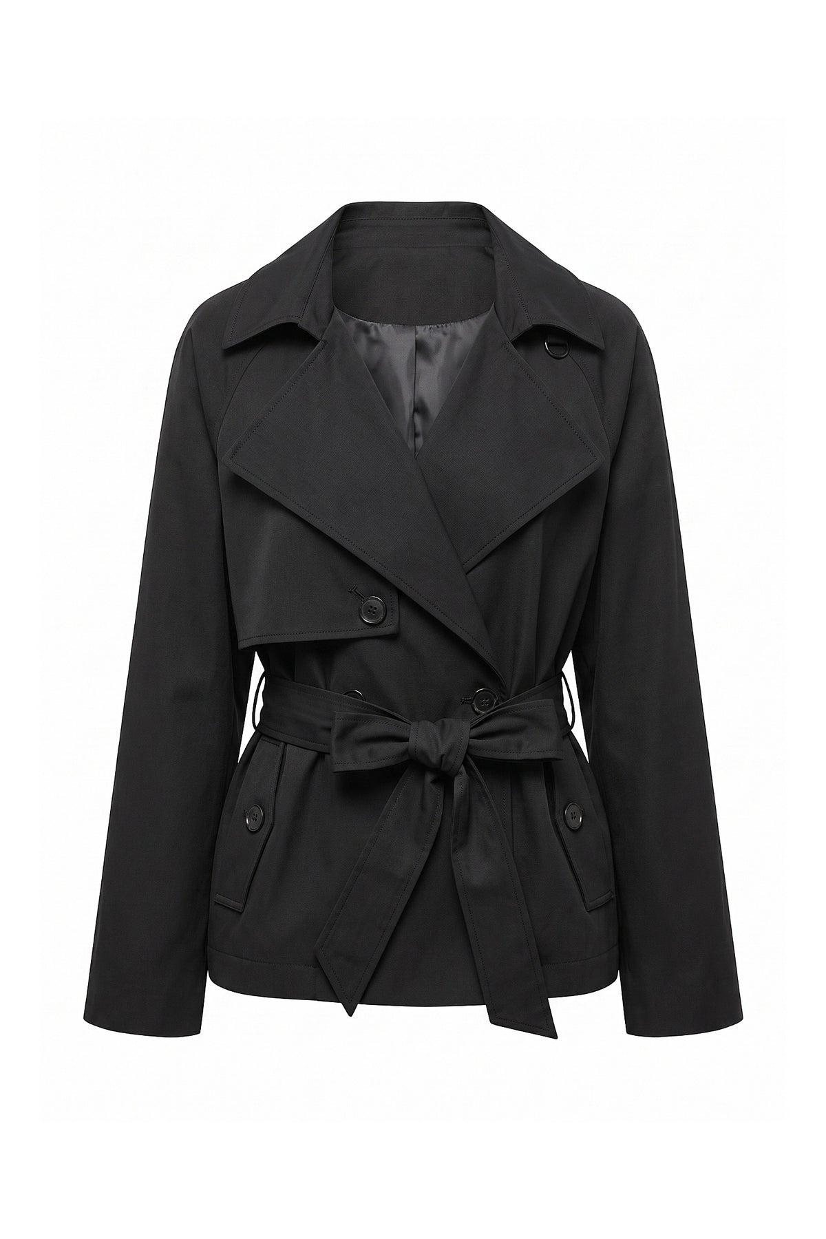 Women's Winter Lightweight Belted Cropped Trench Coat