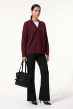 Women's Comfortable V Neck Knitted Jumper Relaxed Fit