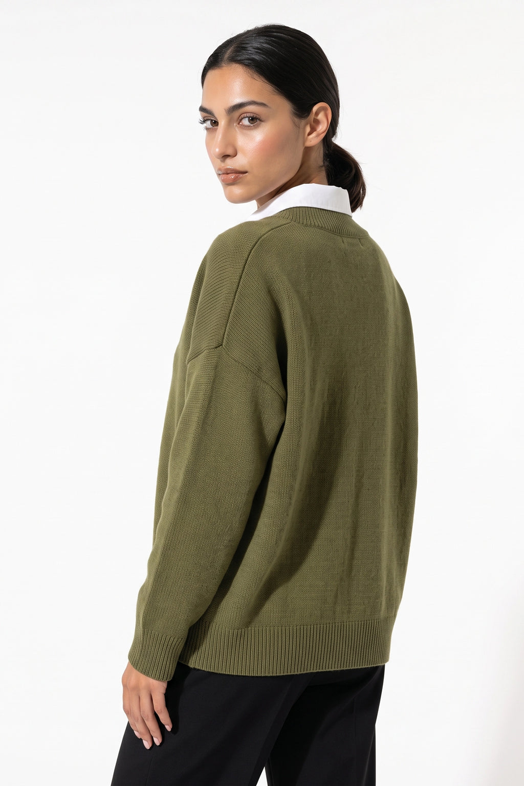 Women's Comfortable V Neck Knitted Jumper Relaxed Fit