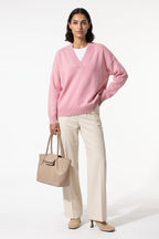 Women's Comfortable V Neck Knitted Jumper Relaxed Fit