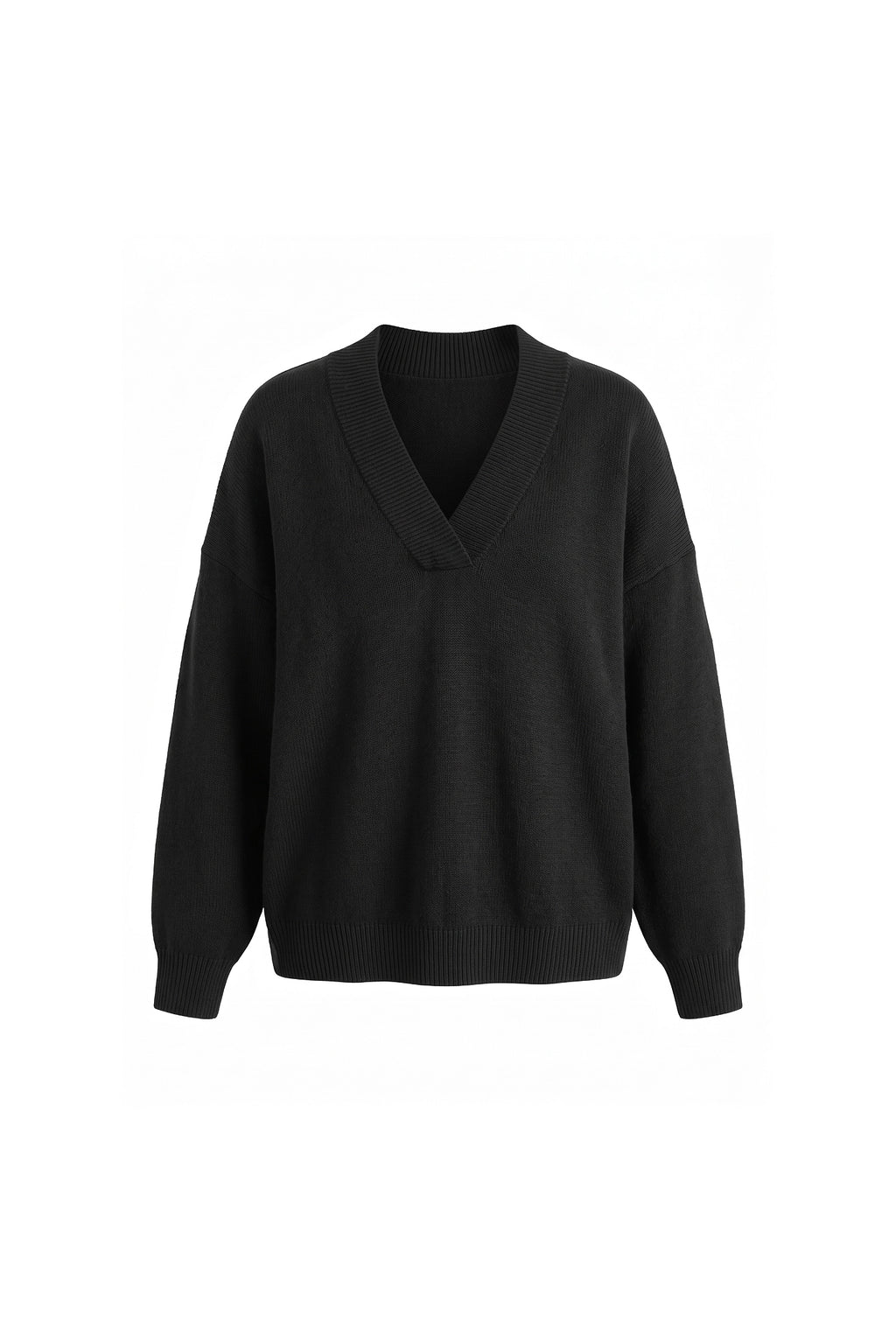 Women's Comfortable V Neck Knitted Jumper Relaxed Fit