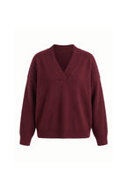 Women's Comfortable V Neck Knitted Jumper Relaxed Fit
