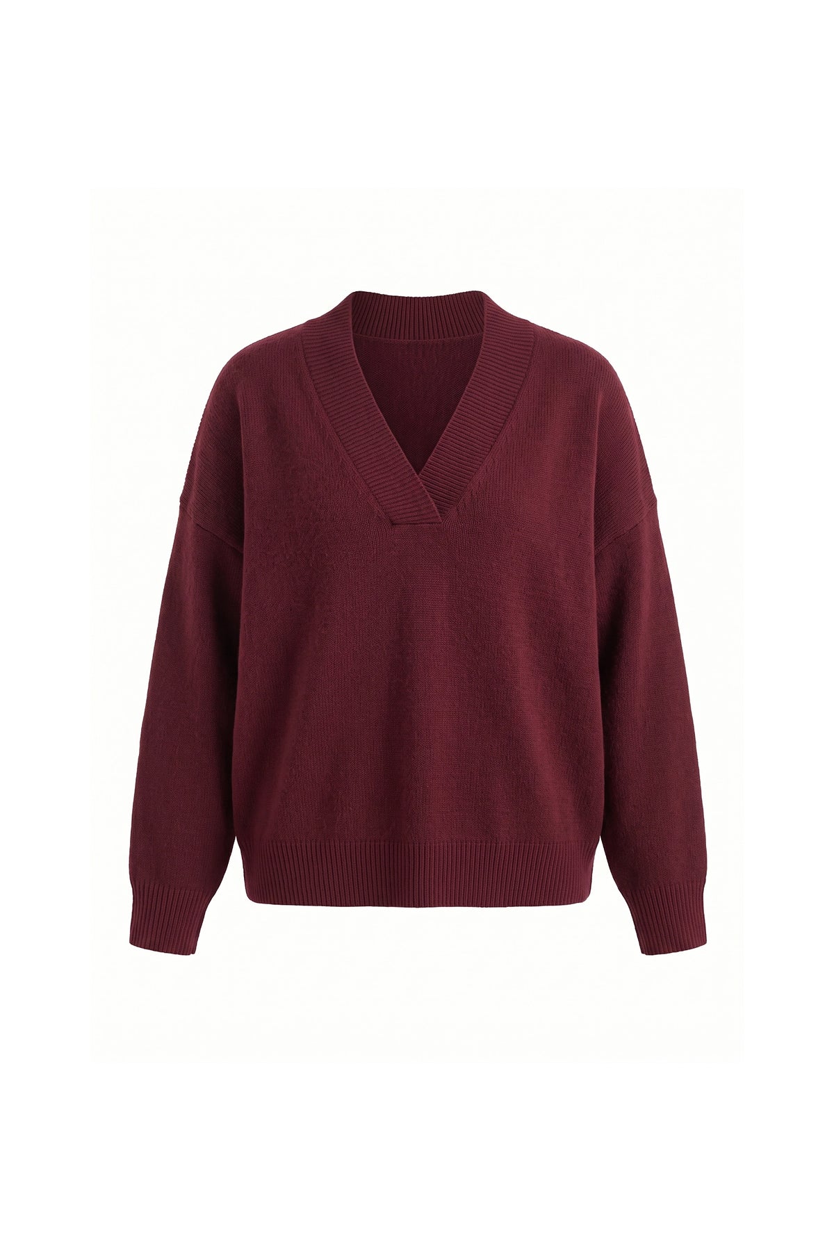 Women's Comfortable V Neck Knitted Jumper Relaxed Fit