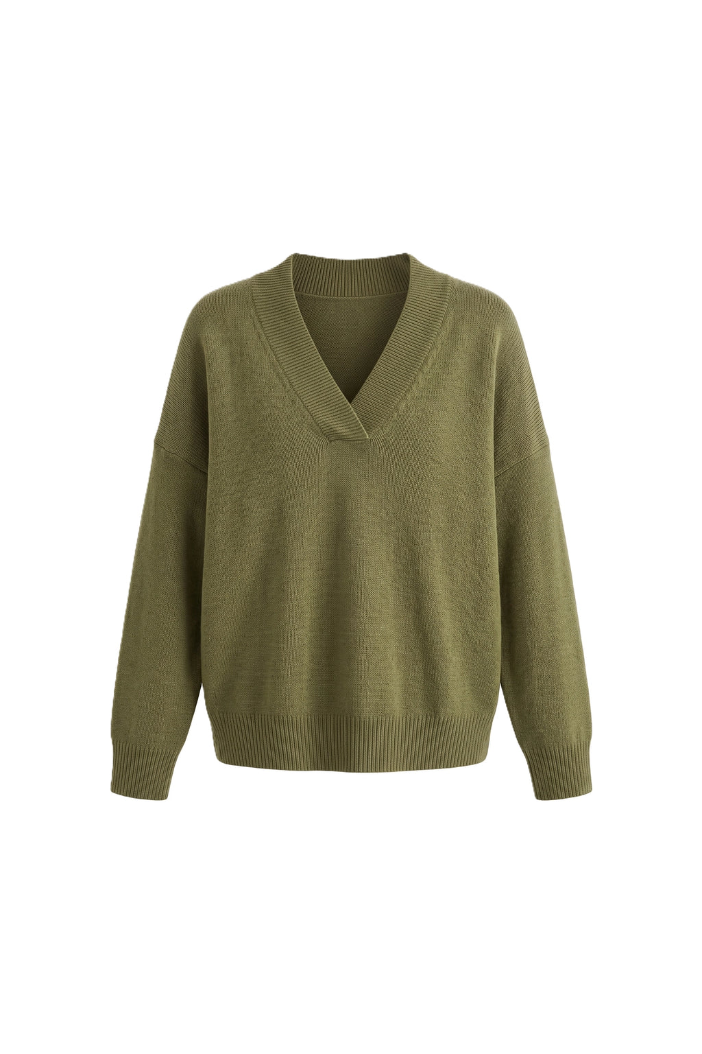 Women's Comfortable V Neck Knitted Jumper Relaxed Fit