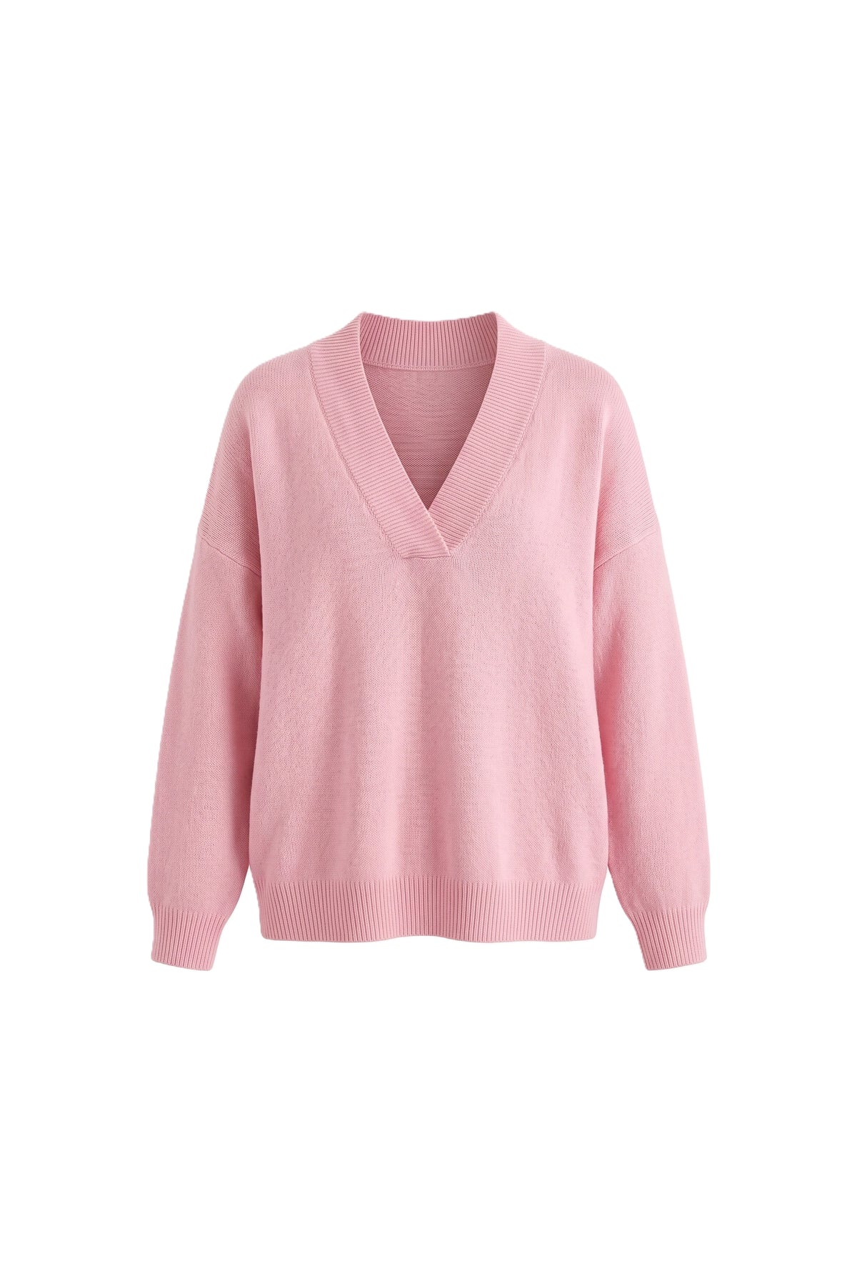 Women's Comfortable V Neck Knitted Jumper Relaxed Fit