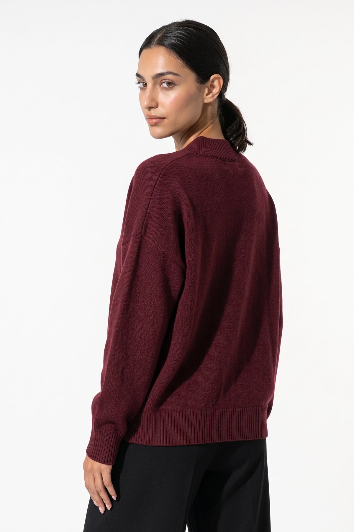 Women's Comfortable V Neck Knitted Jumper Relaxed Fit