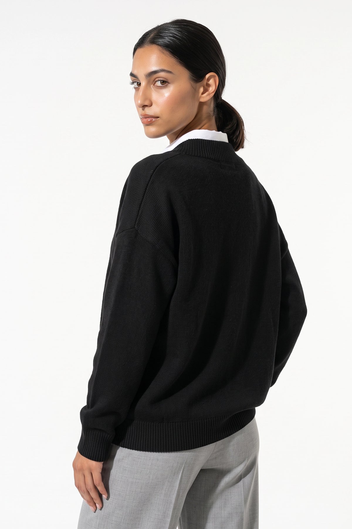 Women's Comfortable V Neck Knitted Jumper Relaxed Fit