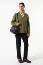 Women's Comfortable V Neck Knitted Jumper Relaxed Fit