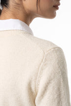 Women's Winter Warm Crew Neck Jumper with Layered Collar