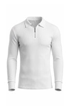 Men’s Winter Comfortable Quarter Zip Ribbed Knit Long Sleeve Polo