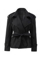 Women's Winter Short Cropped Trench Coat with Belted Waist