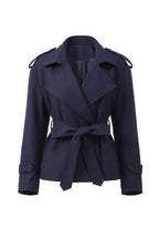 Women's Winter Short Cropped Trench Coat with Belted Waist