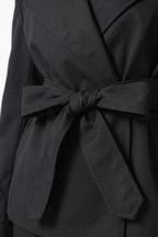 Women's Winter Short Cropped Trench Coat with Belted Waist