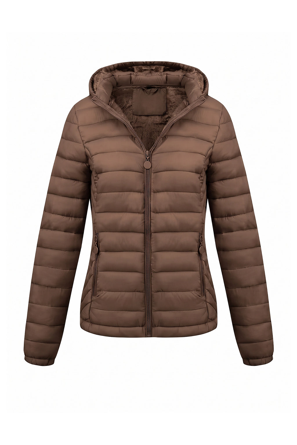 Women's Fleece Lined Warm Hooded Puffer Jacket