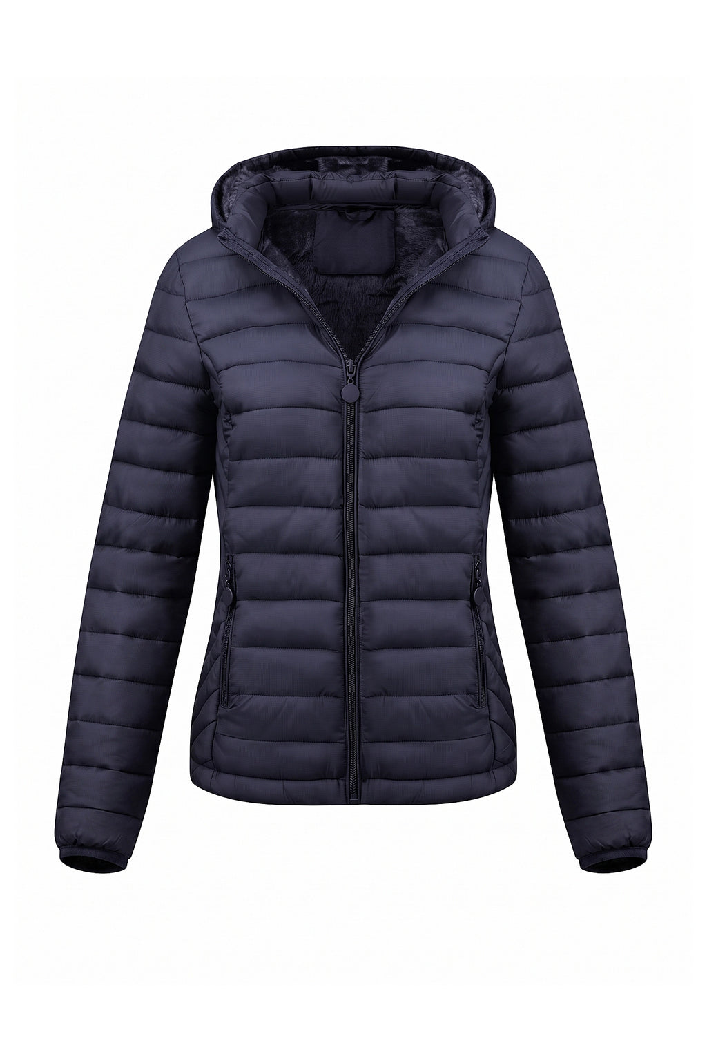 Women's Fleece Lined Warm Hooded Puffer Jacket