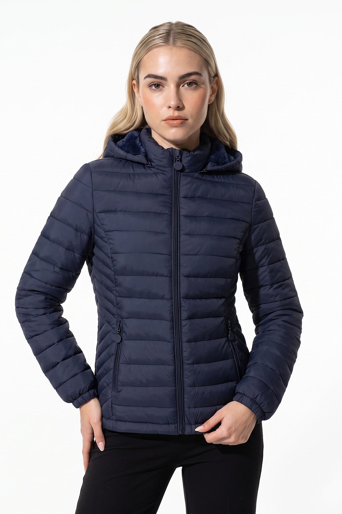 Women's Fleece Lined Warm Hooded Puffer Jacket
