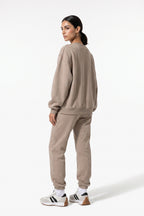 Women's Winter Relaxed Tracksuit Set with Crewneck Sweatshirt and Trousers