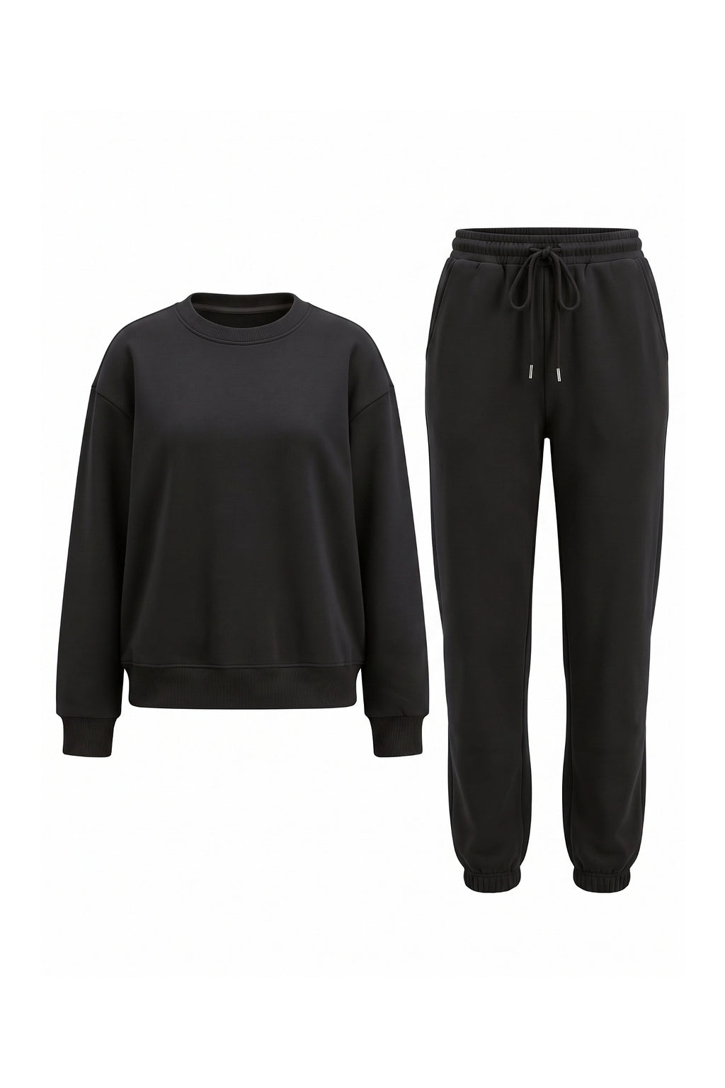 Women's Winter Relaxed Tracksuit Set with Crewneck Sweatshirt and Trousers