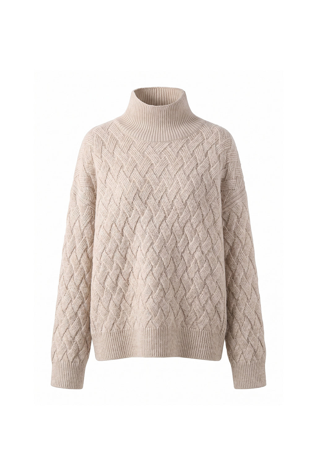 Women’s Winter Cosy Oversized Textured Knit Jumper Stand Up Collar