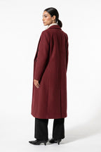 Women’s Winter Warm Longline Double Breasted Trench Coat with Notched Lapel