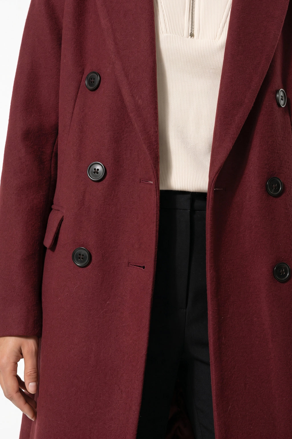 Women’s Winter Warm Longline Double Breasted Trench Coat with Notched Lapel