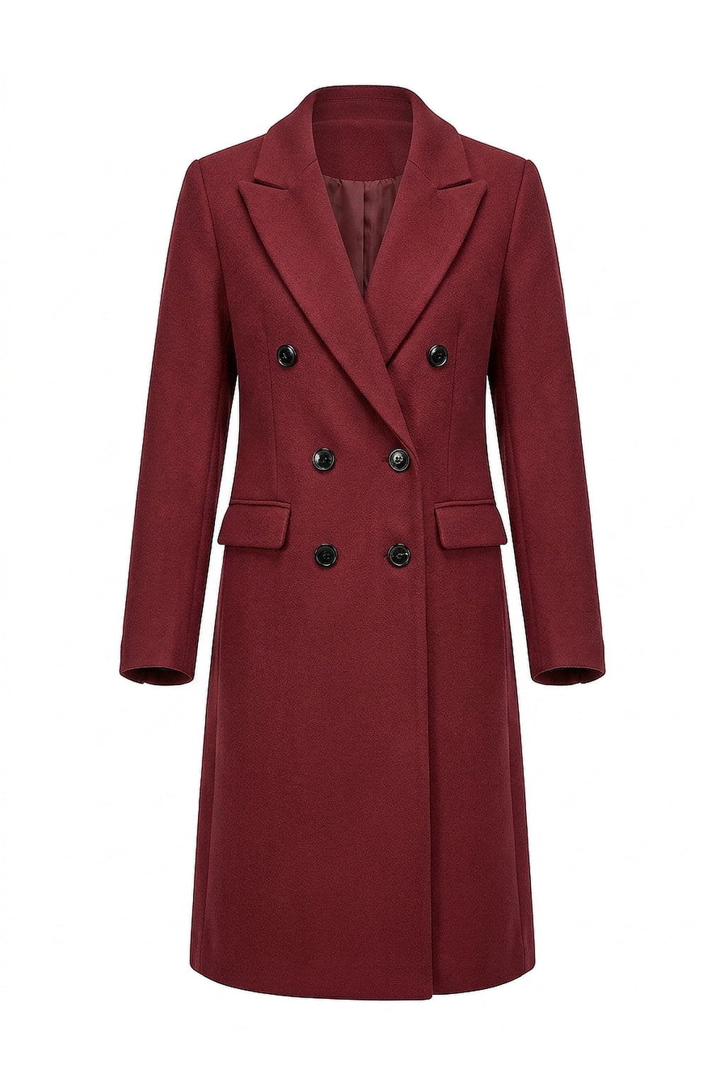 Women’s Winter Warm Longline Double Breasted Trench Coat with Notched Lapel