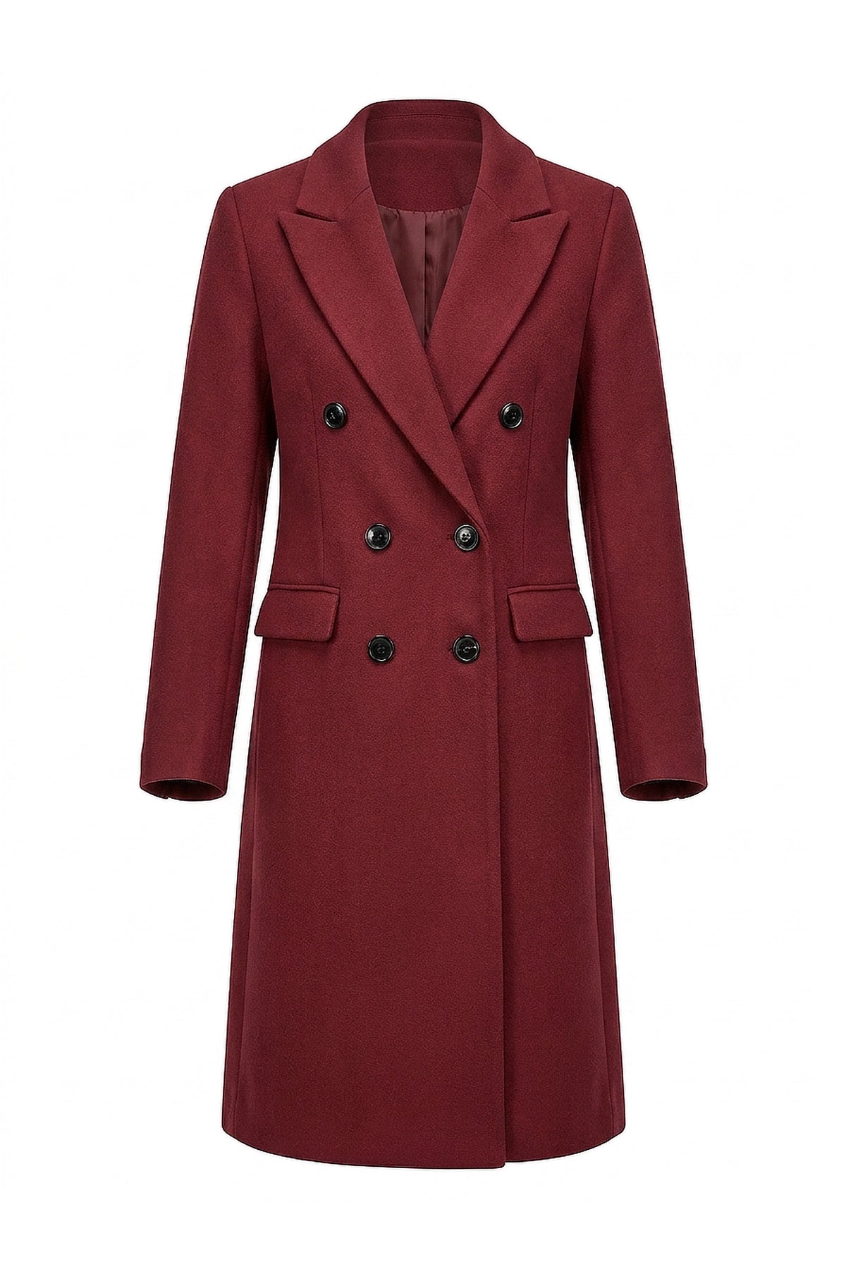 Women’s Winter Warm Longline Double Breasted Trench Coat with Notched Lapel