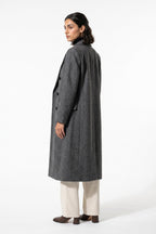 Women’s Winter Warm Longline Double Breasted Trench Coat with Notched Lapel