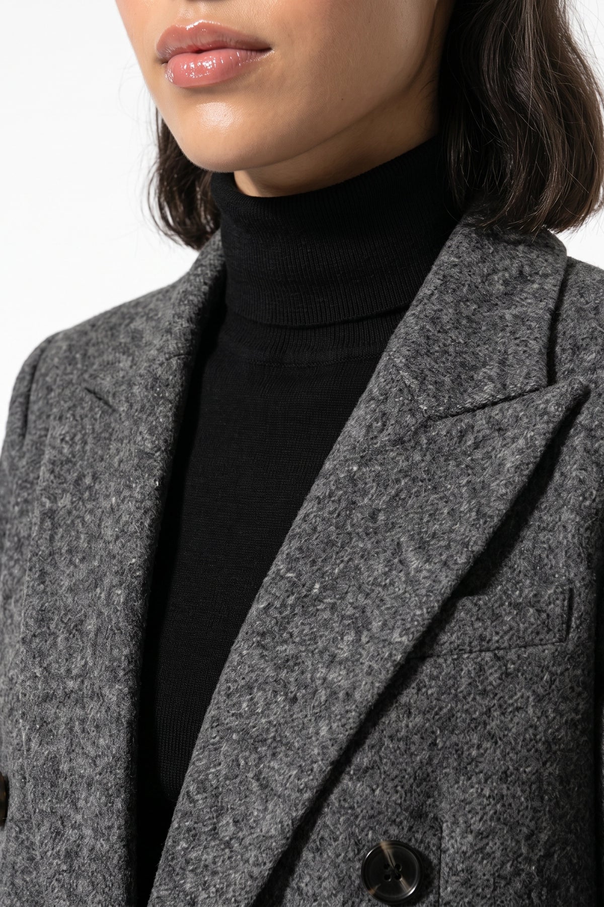 Women’s Winter Warm Longline Double Breasted Trench Coat with Notched Lapel