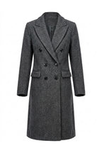 Women’s Winter Warm Longline Double Breasted Trench Coat with Notched Lapel