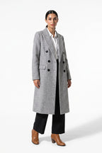 Women’s Winter Warm Longline Double Breasted Trench Coat with Notched Lapel
