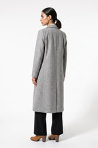 Women’s Winter Warm Longline Double Breasted Trench Coat with Notched Lapel