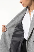 Women’s Winter Warm Longline Double Breasted Trench Coat with Notched Lapel