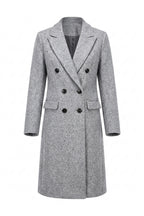 Women’s Winter Warm Longline Double Breasted Trench Coat with Notched Lapel