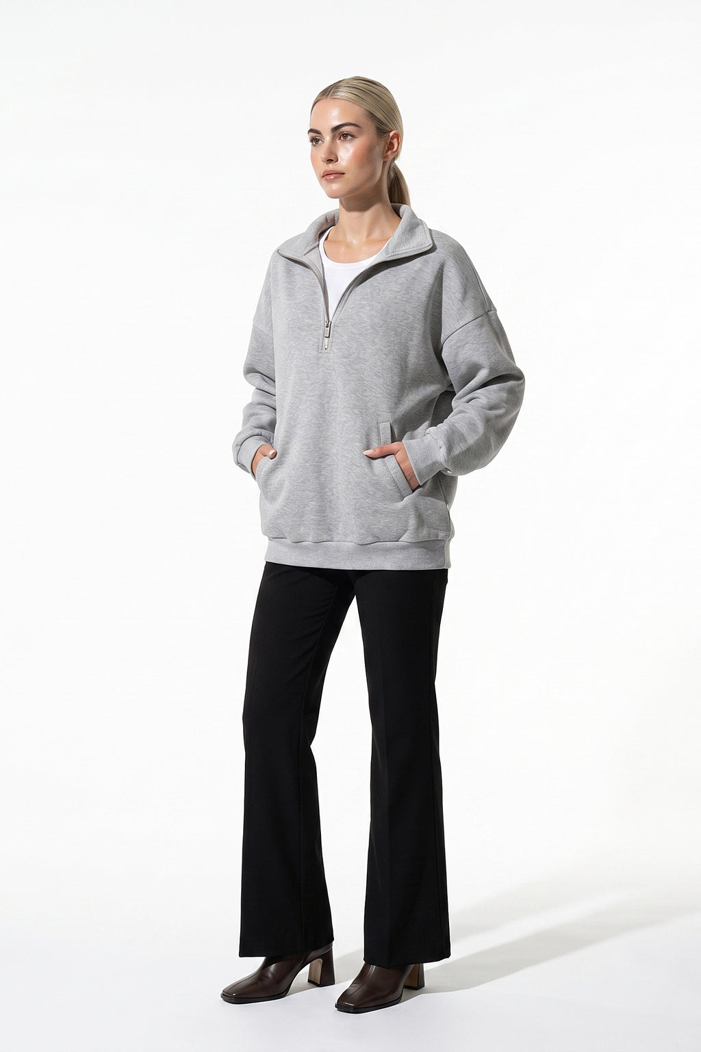 Women’s Winter Comfortable Quarter Zip Jumper with Oversized Fit